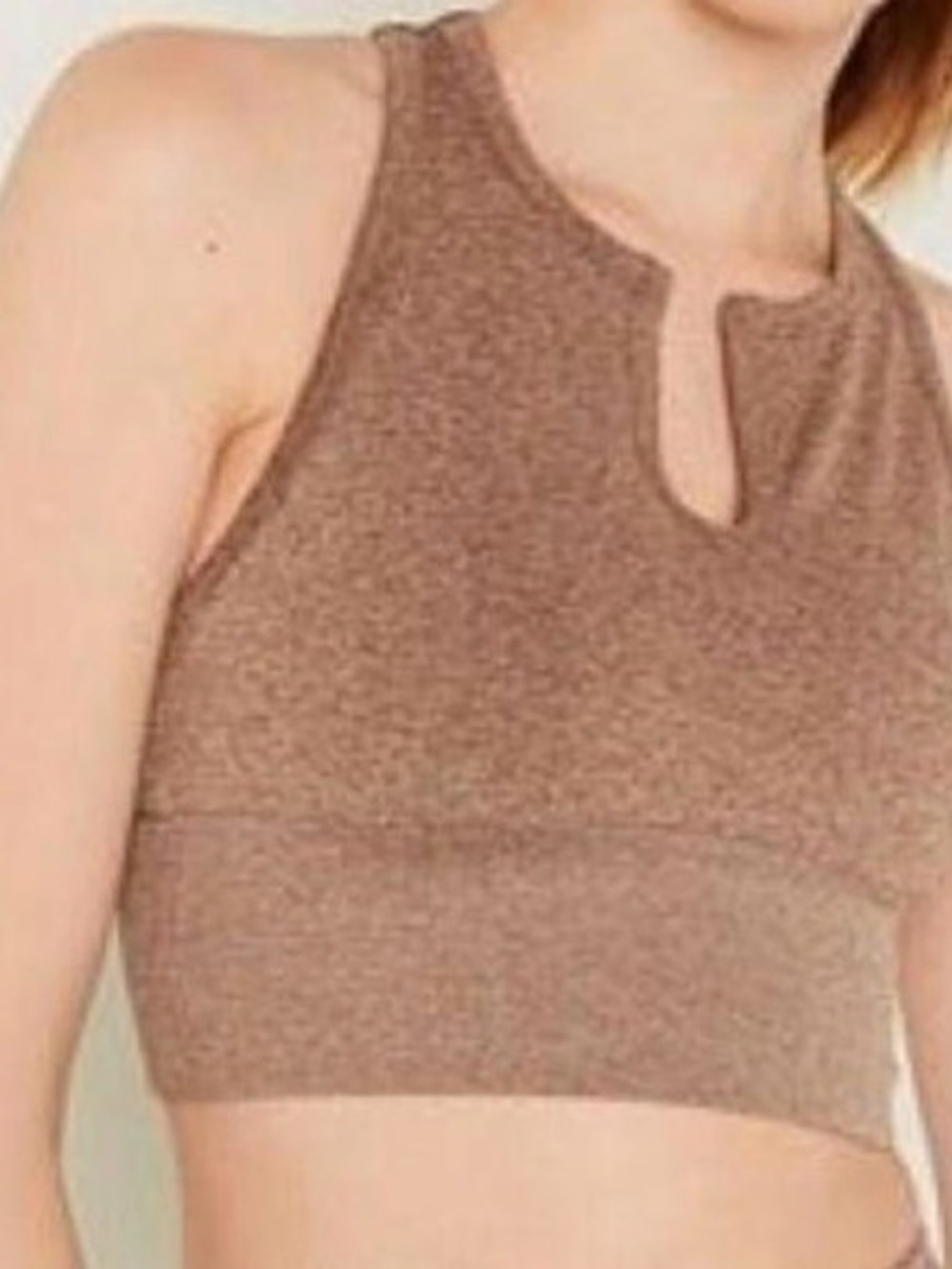 PINK Victoria's Secret SEAMLESS Brown Keyhole Crop Tank